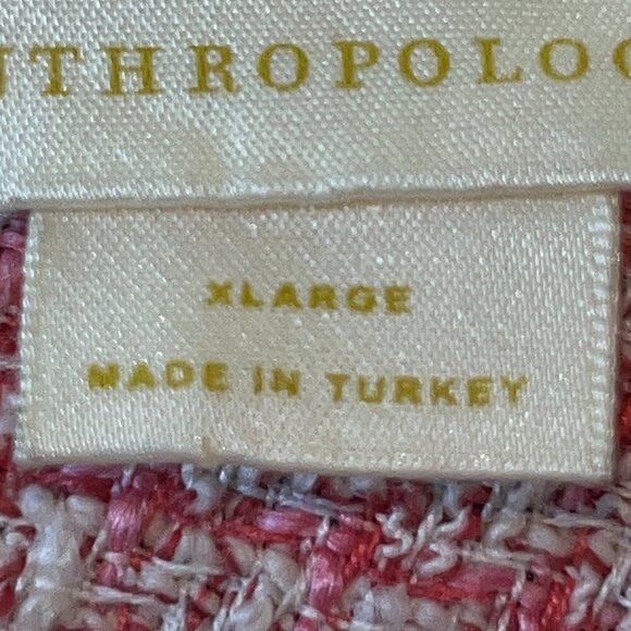 ANTHROPOLOGIE MAEVE RED WHITE & PINK BOUCLE TWEED CHANEL STYLE MINI DRESS - XL - Picture 12 of 15